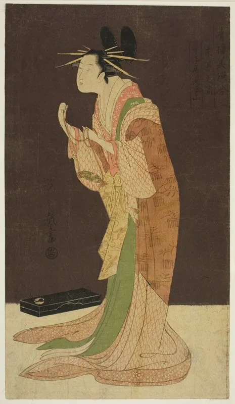 A Selection Of Beauty From The Pleasure Quarters Seiro Bisen Awase Misayama Of The Chojiya In Night Dress Tokogi No Zu Chojiya Misayama