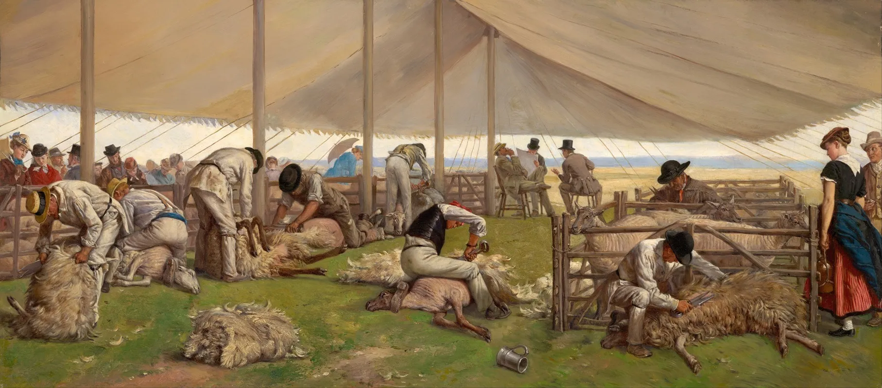 A Sheep Shearing Match Wall Art by Eyre Crowe - High-Resolution Digital Print