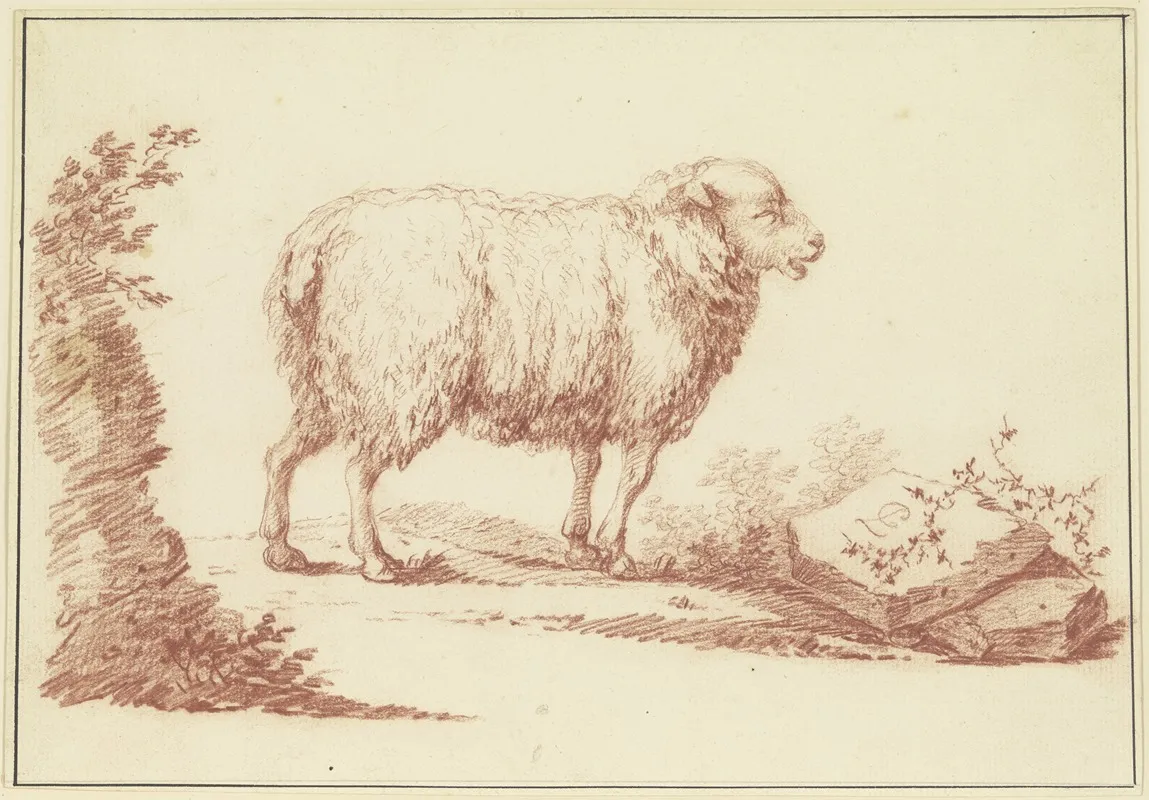 A Sheep To The Right Wall Art by Johann Ludwig von Pfeiff - High-Resolution Digital Print