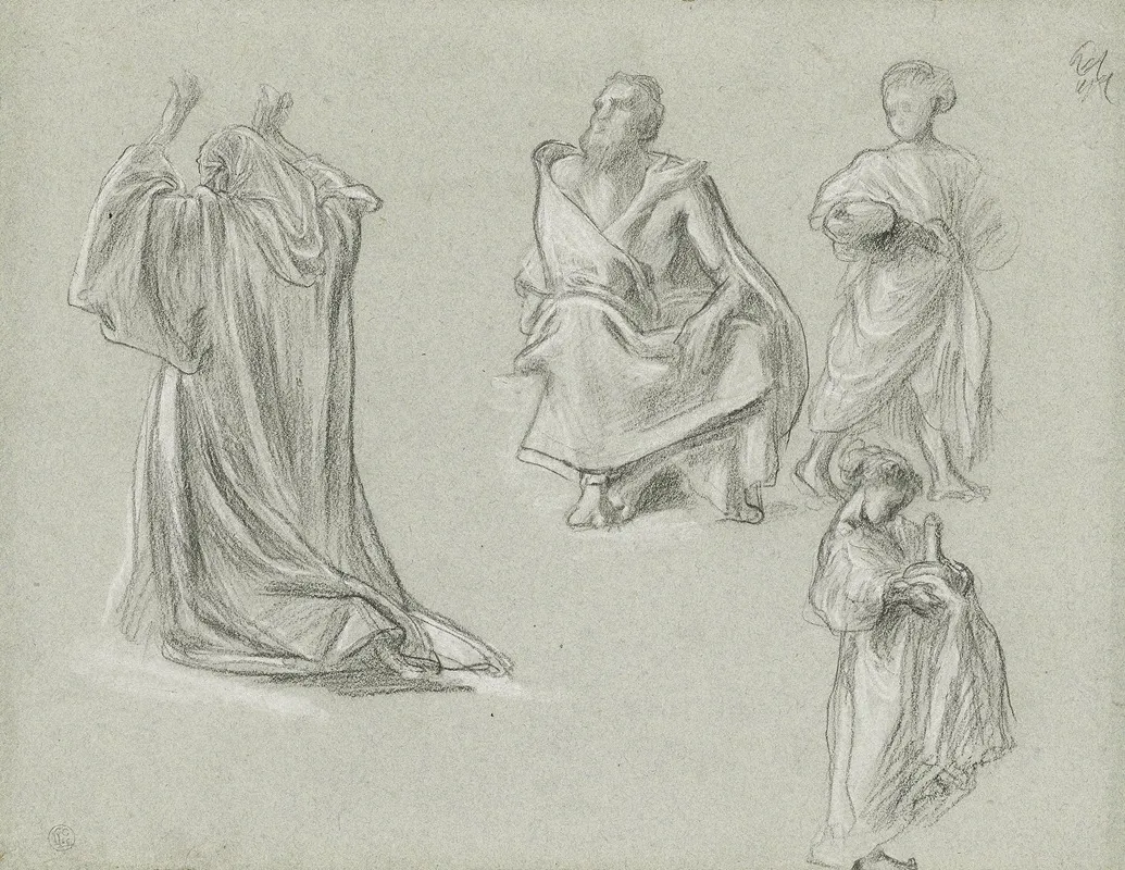 A Sheet Of Figure Studies Wall Art by Frederic Leighton - High-Resolution Digital Print