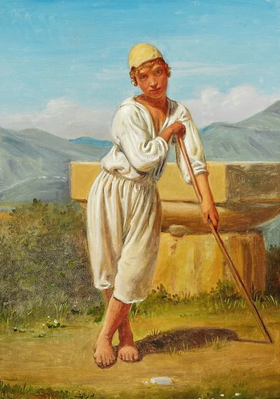 A Shepherd Boy From Paestum Wall Art by Constantin Hansen - High-Resolution Digital Print
