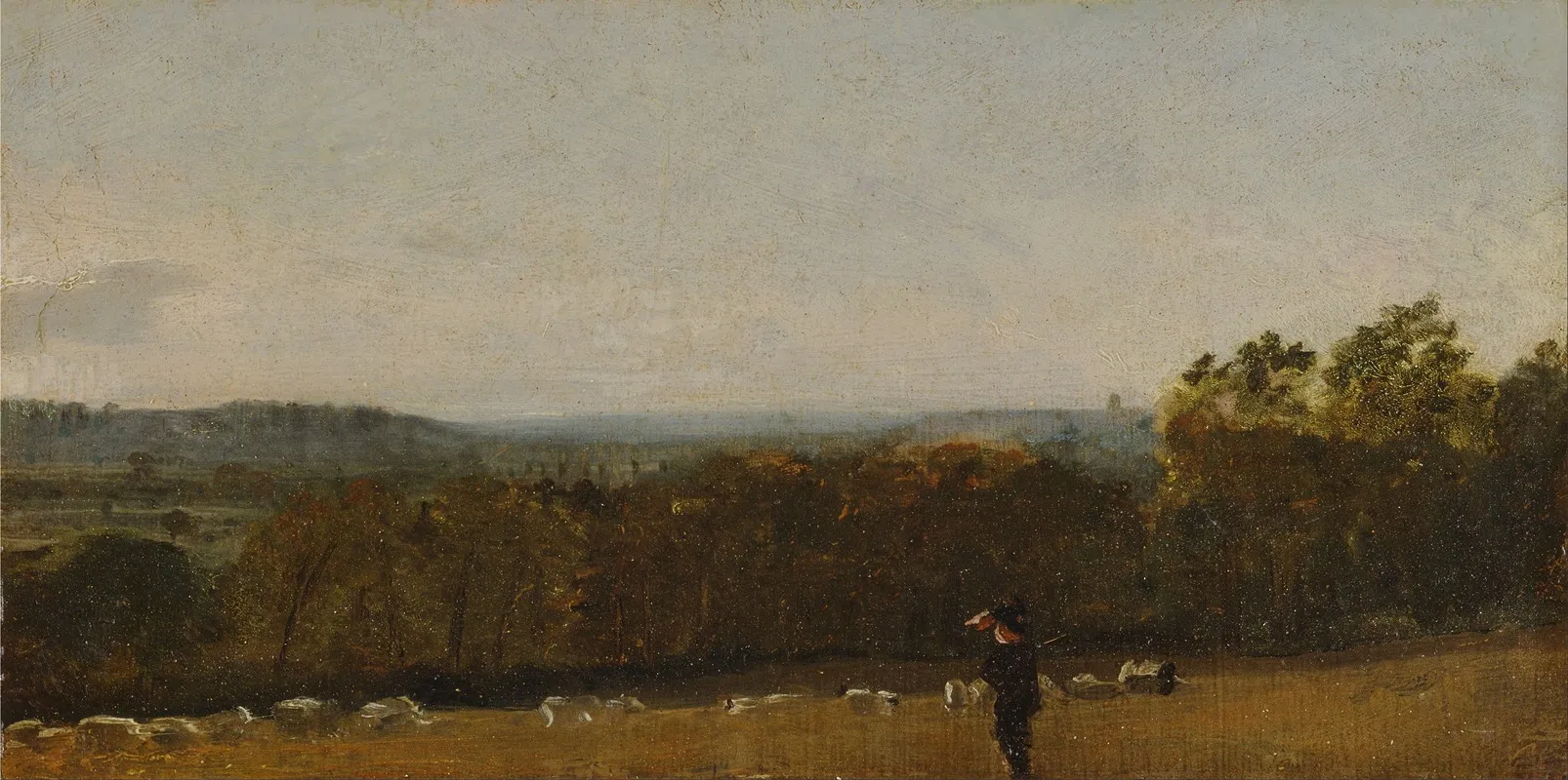 A Shepherd In A Landscape Looking Across Dedham Vale Towards Langham