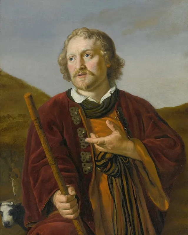 A Shepherd With His Staff His Herd Beyond Wall Art by Jan Victors - High-Resolution Digital Print