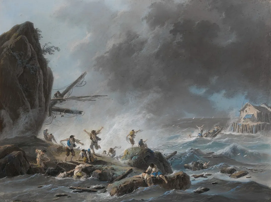 A Shipwreck On A Rocky Coast During A Storm