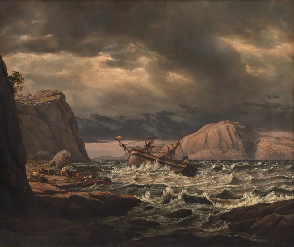 A Shipwreck On The Coast Of Norway Wall Art by Johan Christian Dahl - High-Resolution Digital Print
