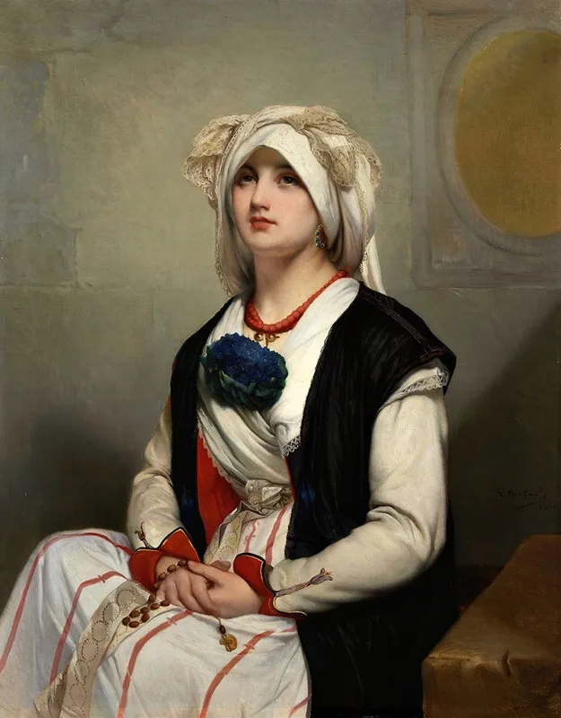 A Sicilian Woman Wall Art by Jean François Portaels - High-Resolution Digital Print