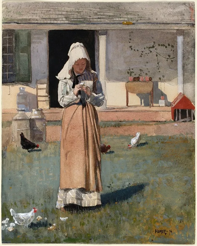 A Sick Chicken Wall Art by Winslow Homer - High-Resolution Digital Print