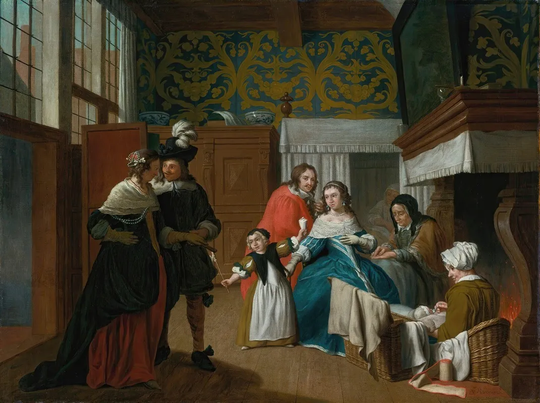 A Sick Woman With Her Family And Attendants In An Interior Wall Art by Jan Josef Horemans the Younger - High-Resolution Digital Print