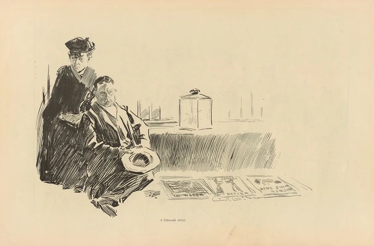 A Sidewalk Artist Wall Art by Charles Dana Gibson - High-Resolution Digital Print