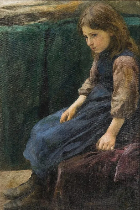 A Sitting Girl Wall Art by František Šindelář - High-Resolution Digital Print