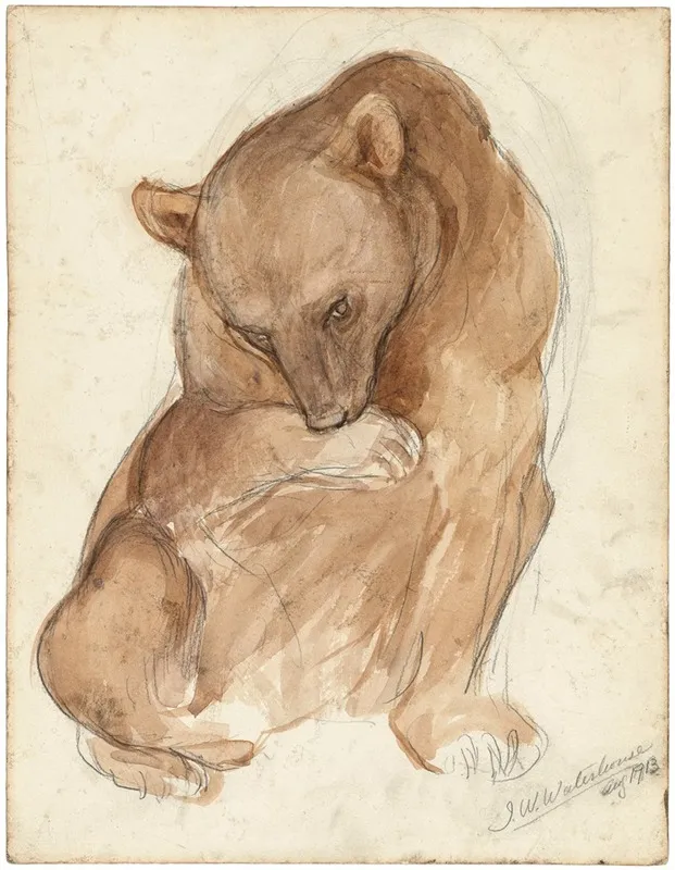 A Sketch Of A Bear Wall Art by John William Waterhouse - High-Resolution Digital Print