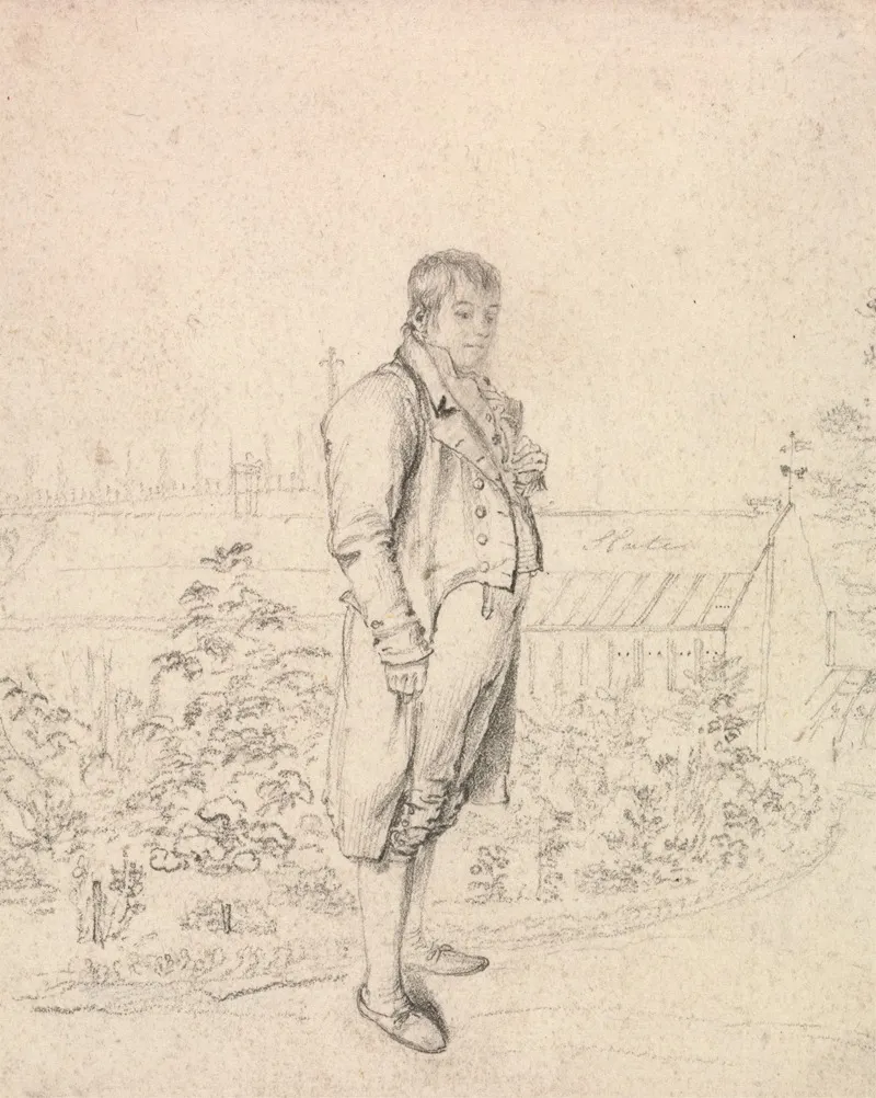 A Sketch Of Sir Walter Scott In A Garden Wall Art by Joseph Slater - High-Resolution Digital Print