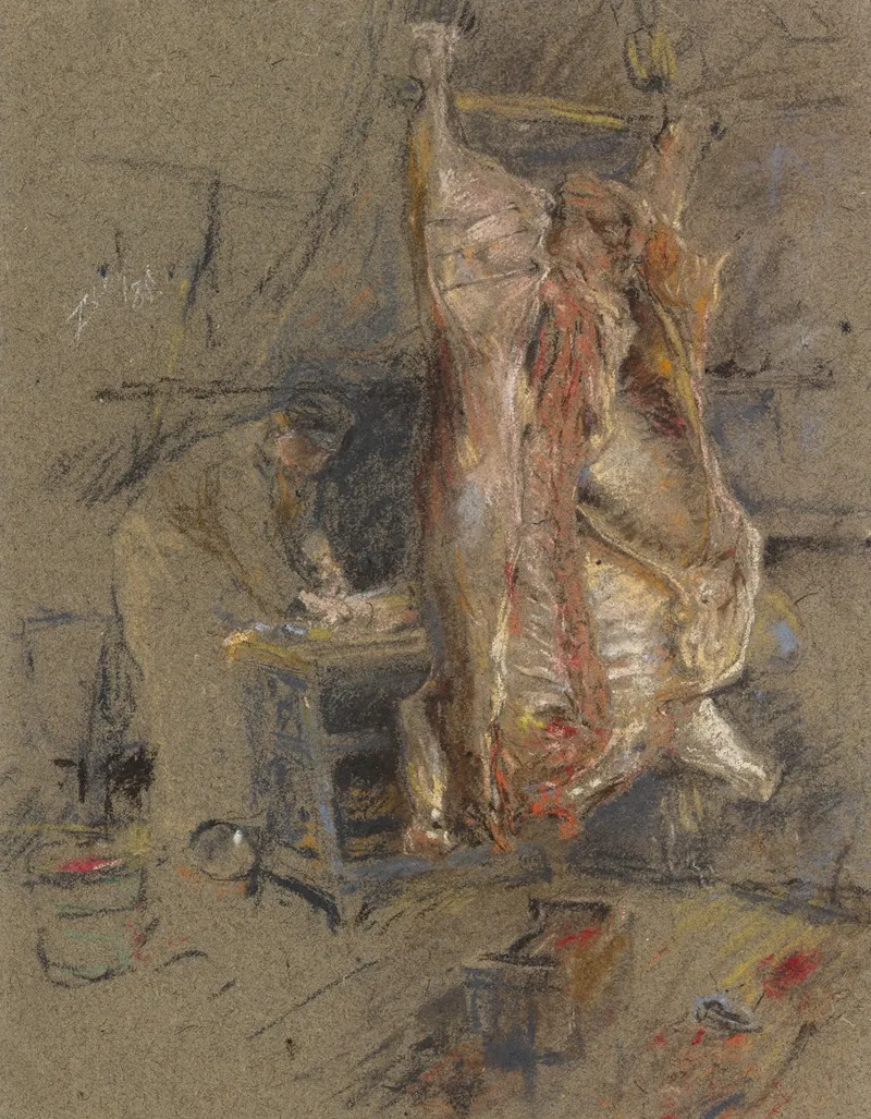 A Slaughtered Ox In A Butchers Shop