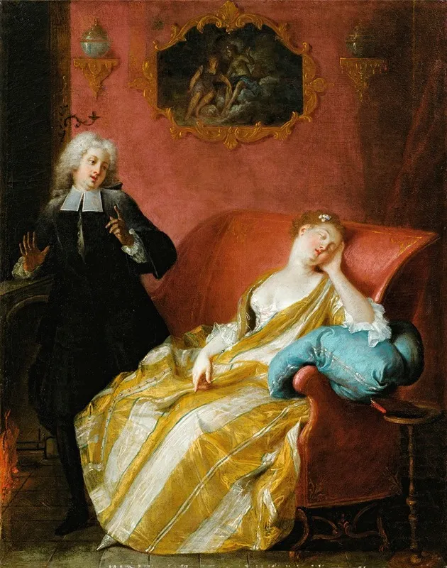 A Sleeping Young Woman Wall Art by Circle of Jean Baptiste Pater - High-Resolution Digital Print