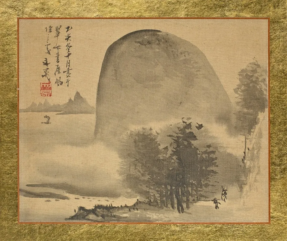 A Small Grove Of Trees Before A Rounded Hill At The Shore