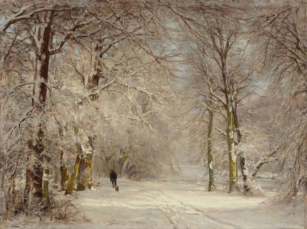 A Snow Covered Path In Winter Wall Art by Louis Apol - High-Resolution Digital Print
