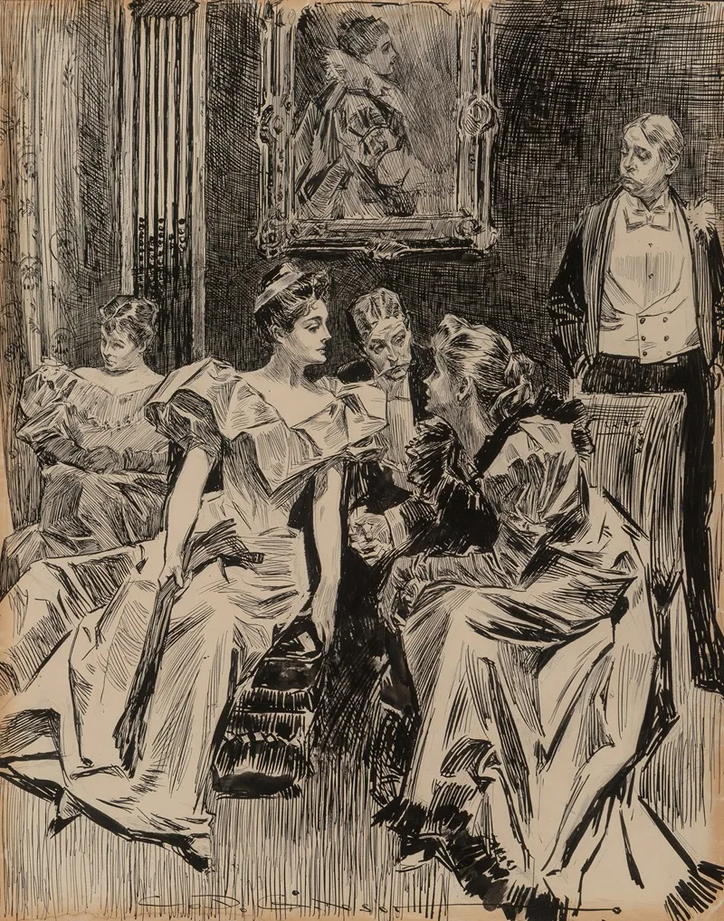 A Social Gathering Wall Art by Charles Dana Gibson - High-Resolution Digital Print