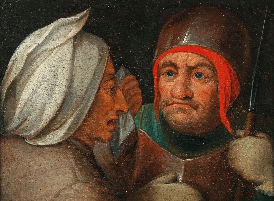 A Soldier And A Peasant Woman Wall Art by Peeter Baltens - High-Resolution Digital Print