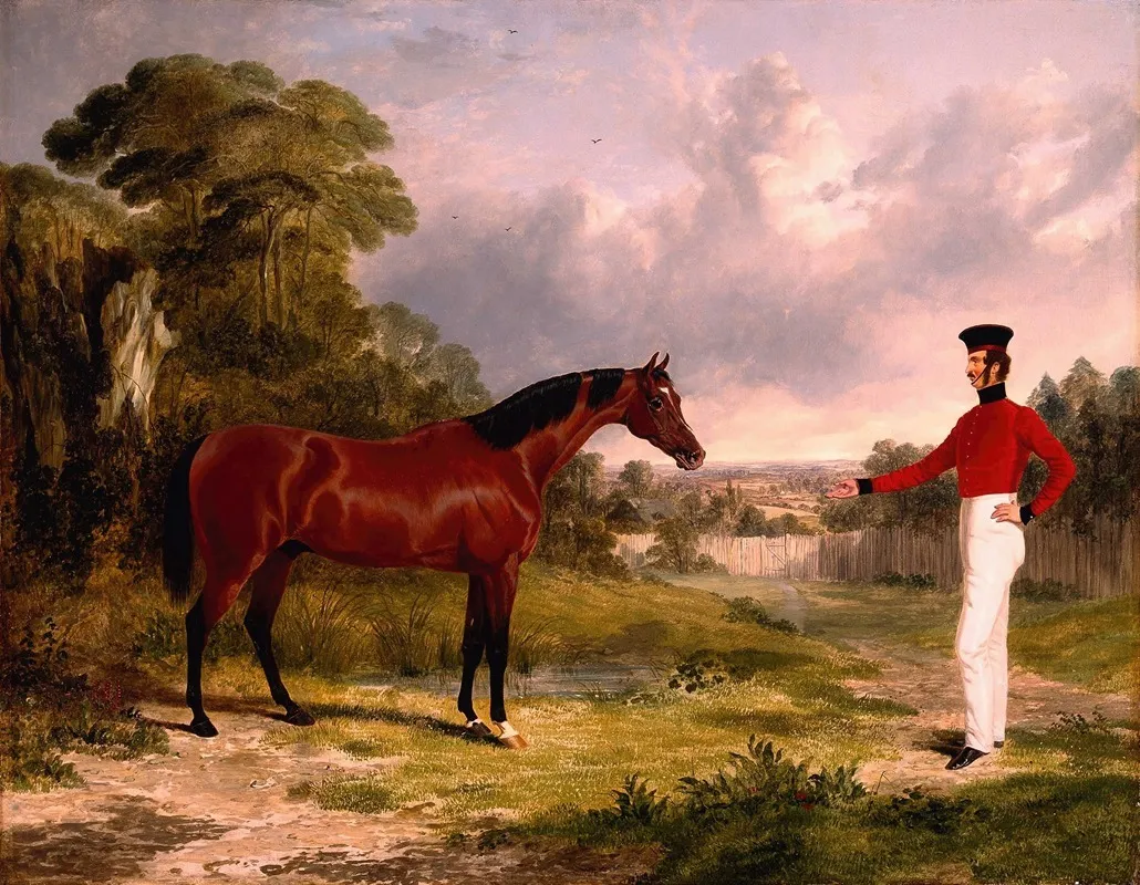 A Soldier With An Officers Charger Wall Art by John Frederick Herring Snr. - High-Resolution Digital Print