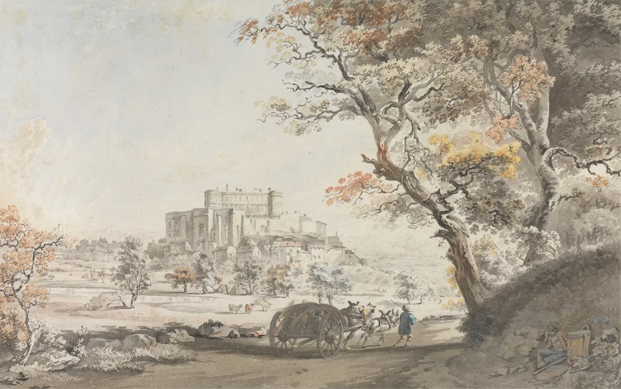 A Southeast View Of The Castle Of Grigan In Provence Near Dauphine Wall Art by Michel Vincent Brandoin - High-Resolution Digital Print