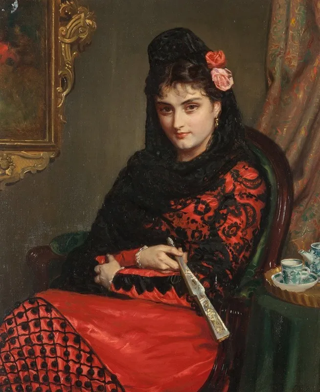 A Spanish Rose Wall Art by John Bagnold Burgess - High-Resolution Digital Print