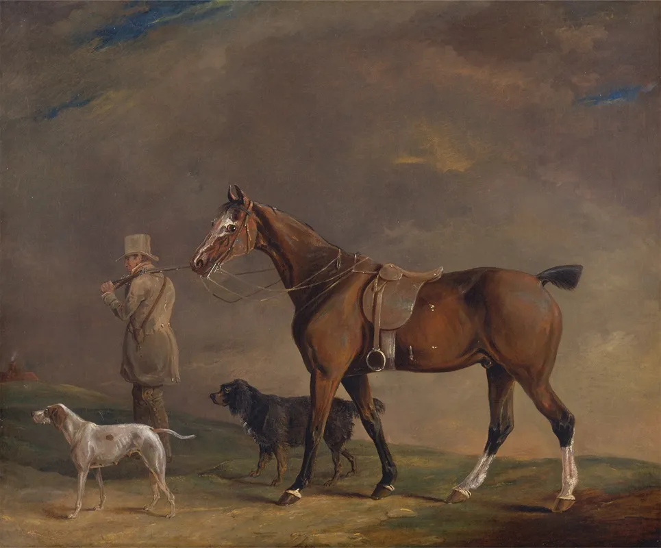 A Sportsman With Shooting Pony And Gun Dogs Wall Art by Edwin Cooper - High-Resolution Digital Print
