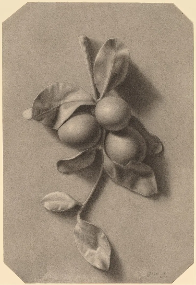 A Sprig Of Plums Wall Art by William Michael Harnett - High-Resolution Digital Print