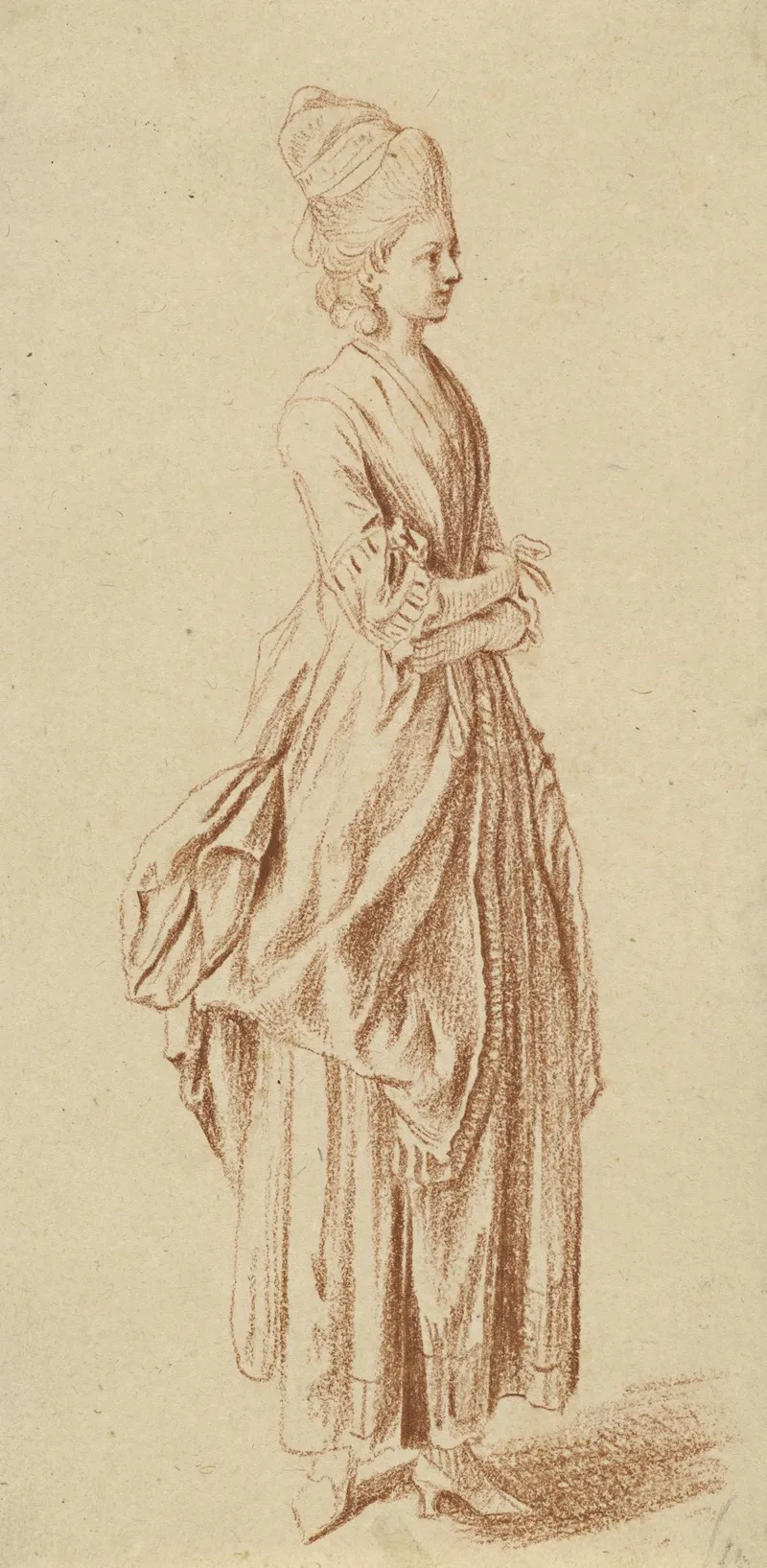 A Standing Lady In A Day Dress