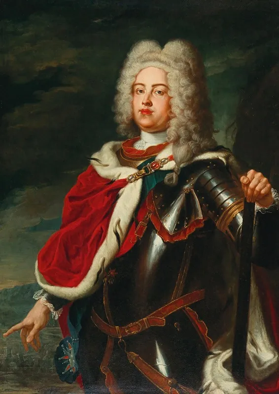 A State Portrait Of Frederick August Ii Elector Of Saxony And King Of Poland 1696 1763 Wall Art by Ádam Mányoki - High-Resolution Digital Print