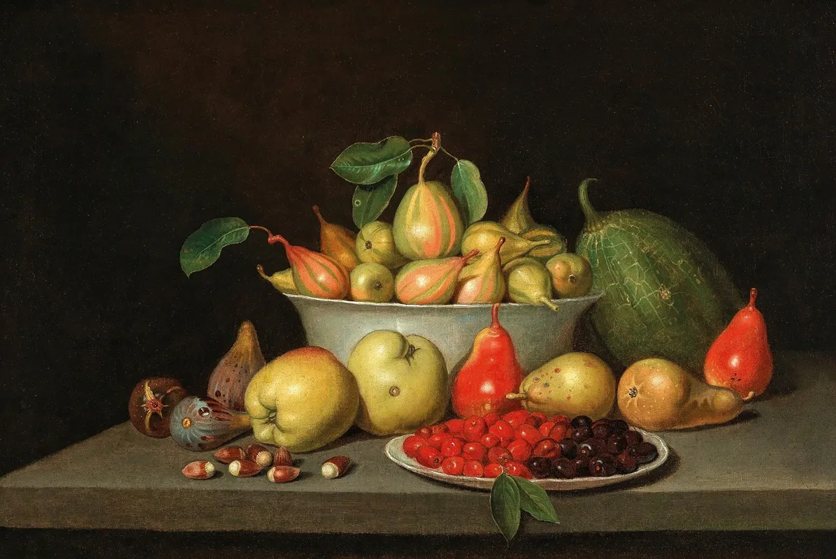 A Still Life Of Fruit On A Ledge Wall Art by Jacob Samuel Beck - High-Resolution Digital Print