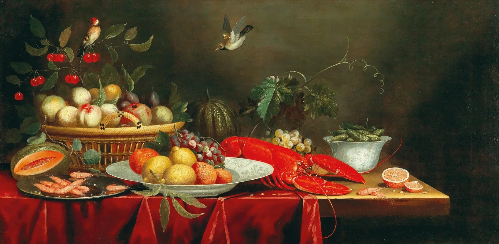 A Still Life With Fruit And A Lobster Wall Art by Pseudo-Simons - High-Resolution Digital Print