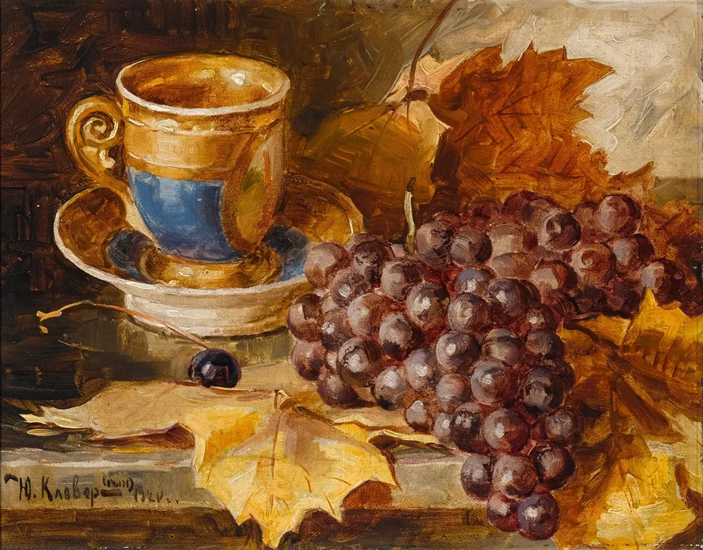 A Still Life With Grapes Wall Art by Yuliy Yulevich Klever the Younger - High-Resolution Digital Print