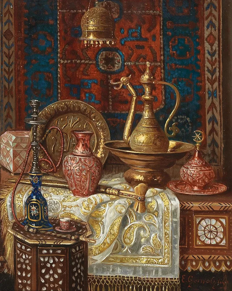 A Still Life With Oriental Objects Wall Art by Ernst Czernotzky - High-Resolution Digital Print