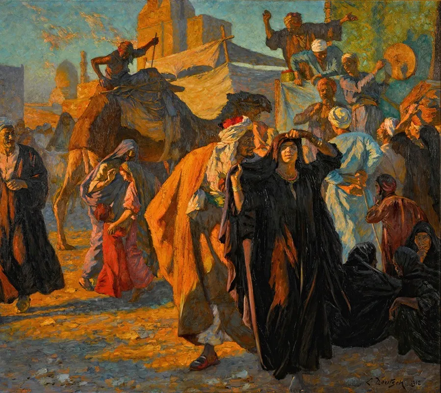 A Street Celebration In Cairo Wall Art by Ludwig Deutsch - High-Resolution Digital Print
