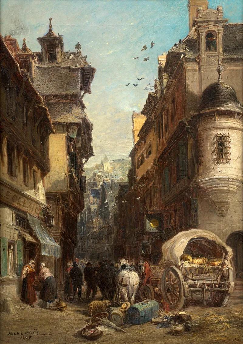 A Street In Brittany Wall Art by Jules Noël - High-Resolution Digital Print