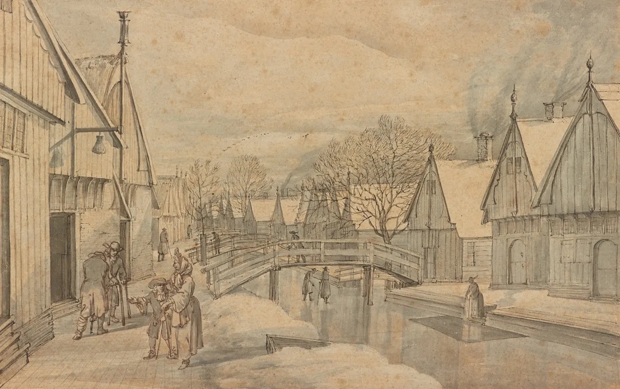 A Street In Jisp On A Winters Day Wall Art by Abraham Rutgers - High-Resolution Digital Print