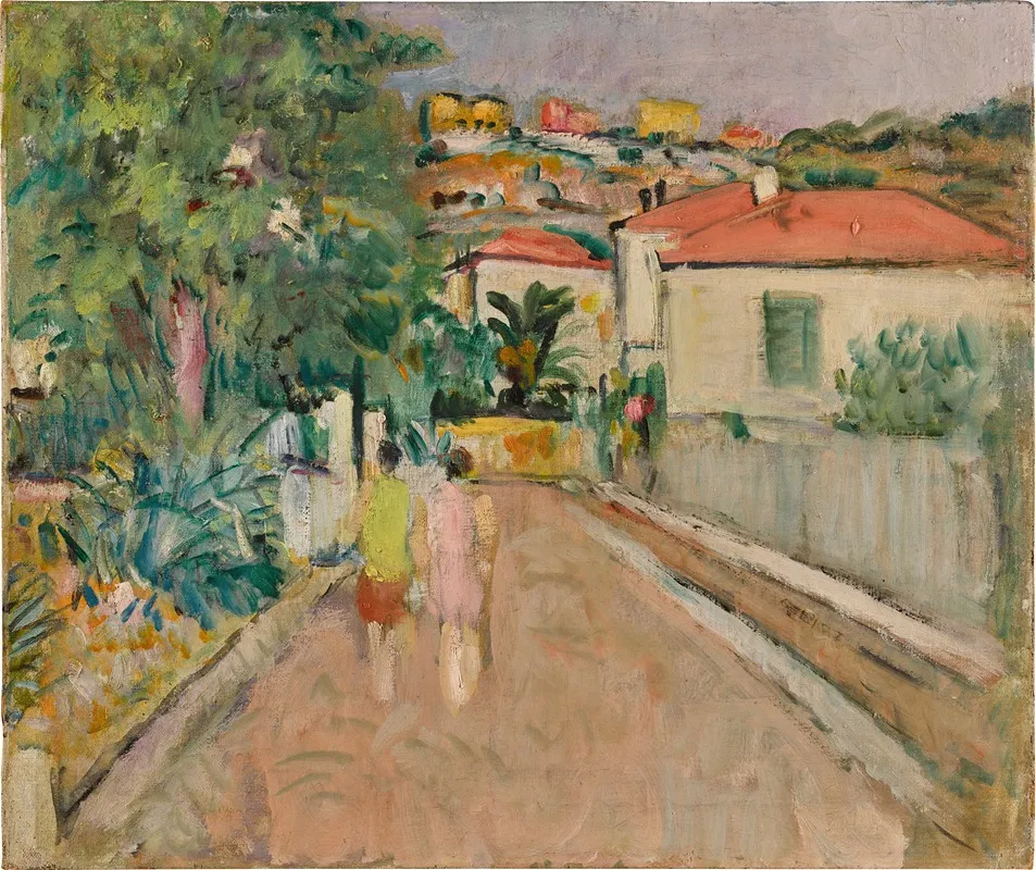 A Street In Villefranche Wall Art by George Leslie Hunter - High-Resolution Digital Print