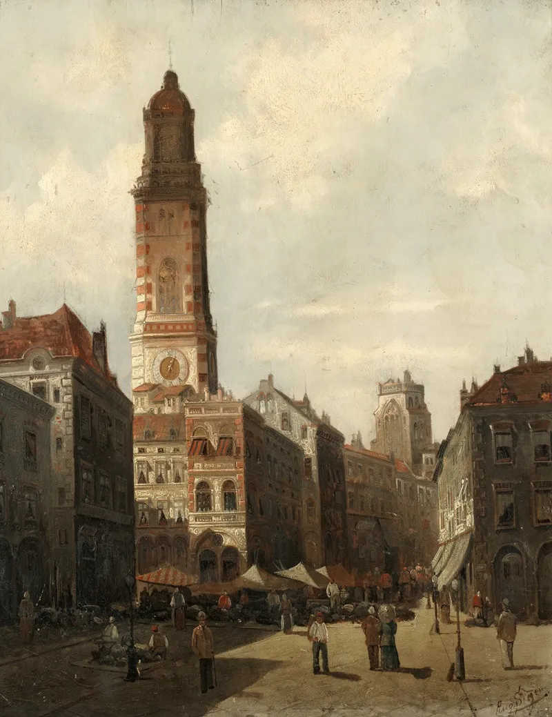 A Street Market Wall Art by August Von Siegen - High-Resolution Digital Print