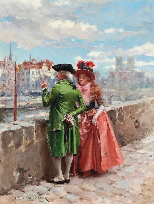 A Stroll By The Seine Paris Wall Art by Henri Victor Lesur - High-Resolution Digital Print