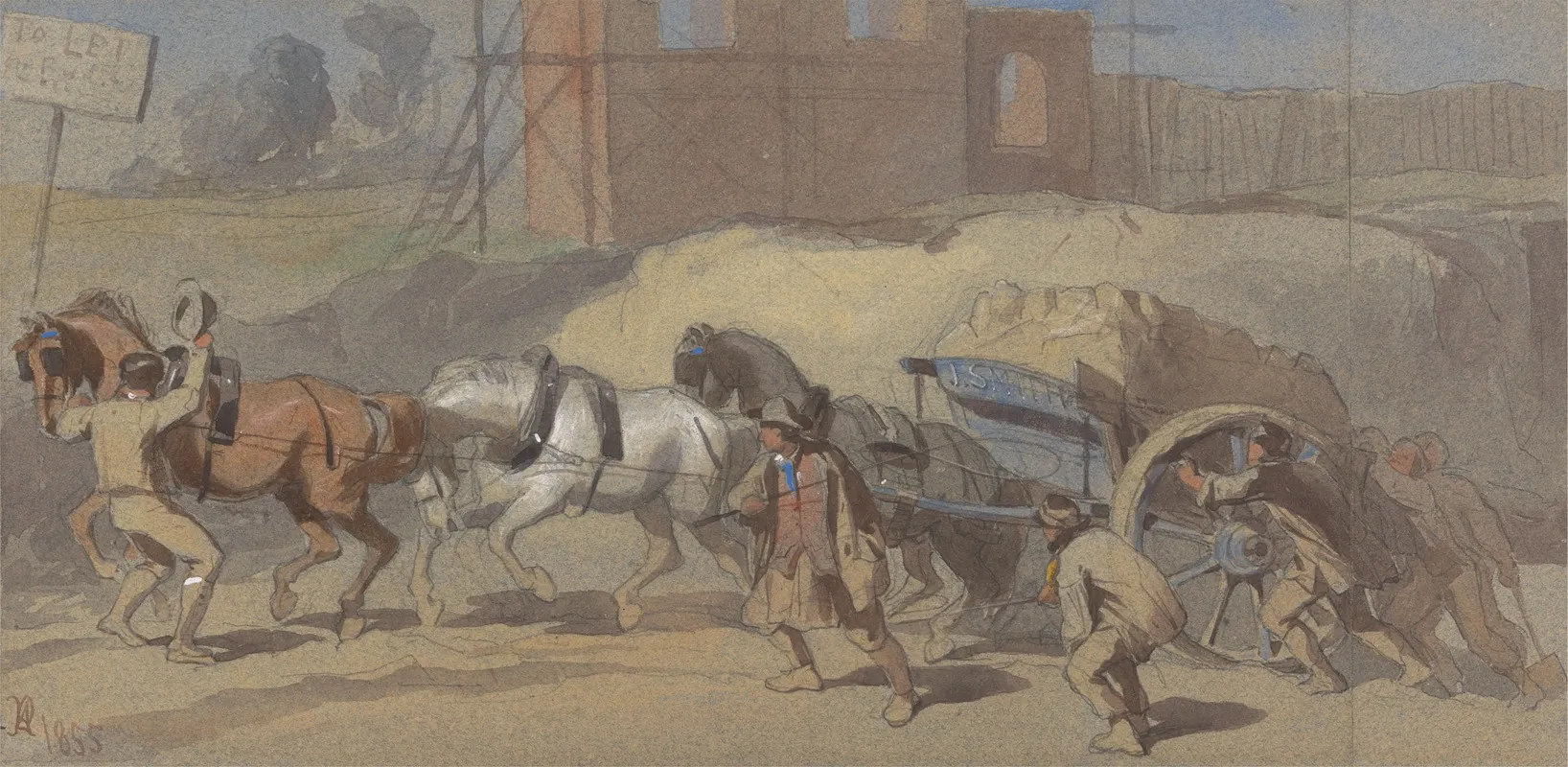 A Struggle With A Load Of Clay Wall Art by James Abbott Pasquier - High-Resolution Digital Print