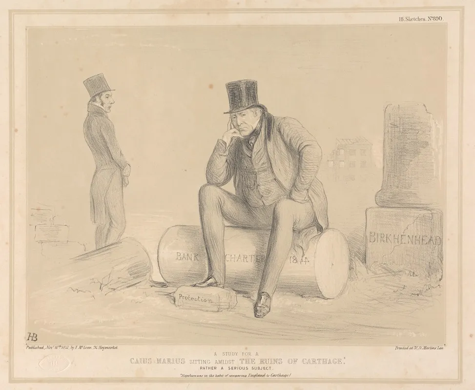 A Study For A Caius Marius Sitting Amidst The Ruins Of Carthage Wall Art by John Doyle - High-Resolution Digital Print