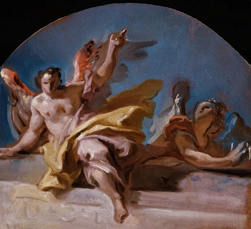 A Study For Two Angels On A Balustrade Wall Art by Carlo Carlone - High-Resolution Digital Print