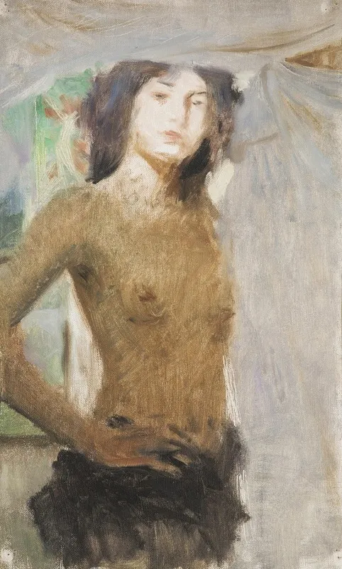 A Study Of A Nude Girl Wall Art by Hugo Boettinger - High-Resolution Digital Print