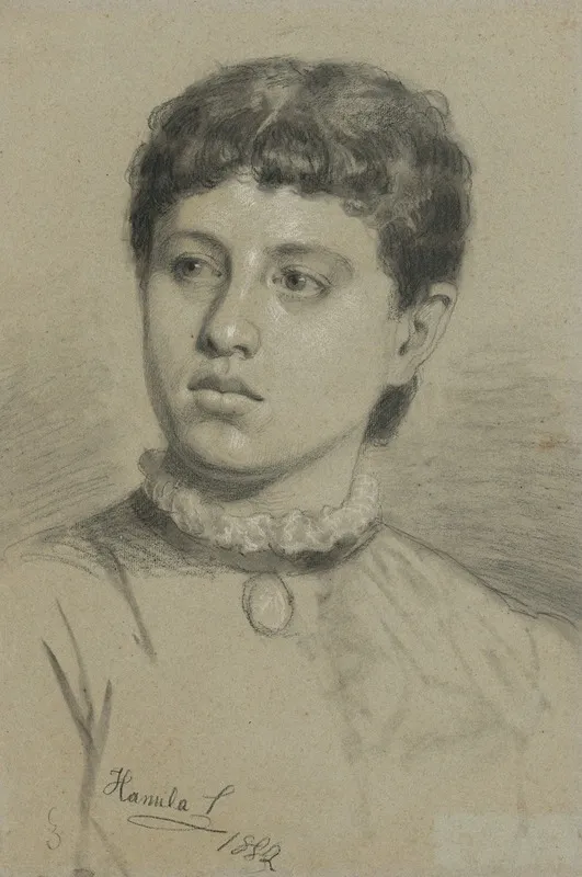 A Study Of A Portrait Of A Girl Wall Art by Jozef Hanula - High-Resolution Digital Print