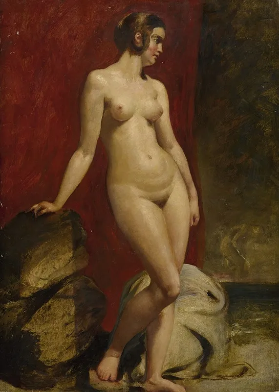 A Study Of A Standing Female Nude Wall Art by William Etty - High-Resolution Digital Print