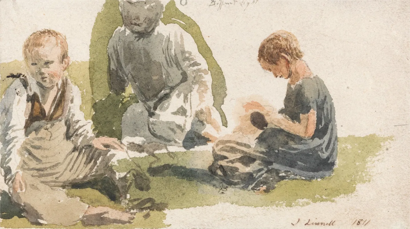 A Study Of Children Wall Art by John Linnell - High-Resolution Digital Print