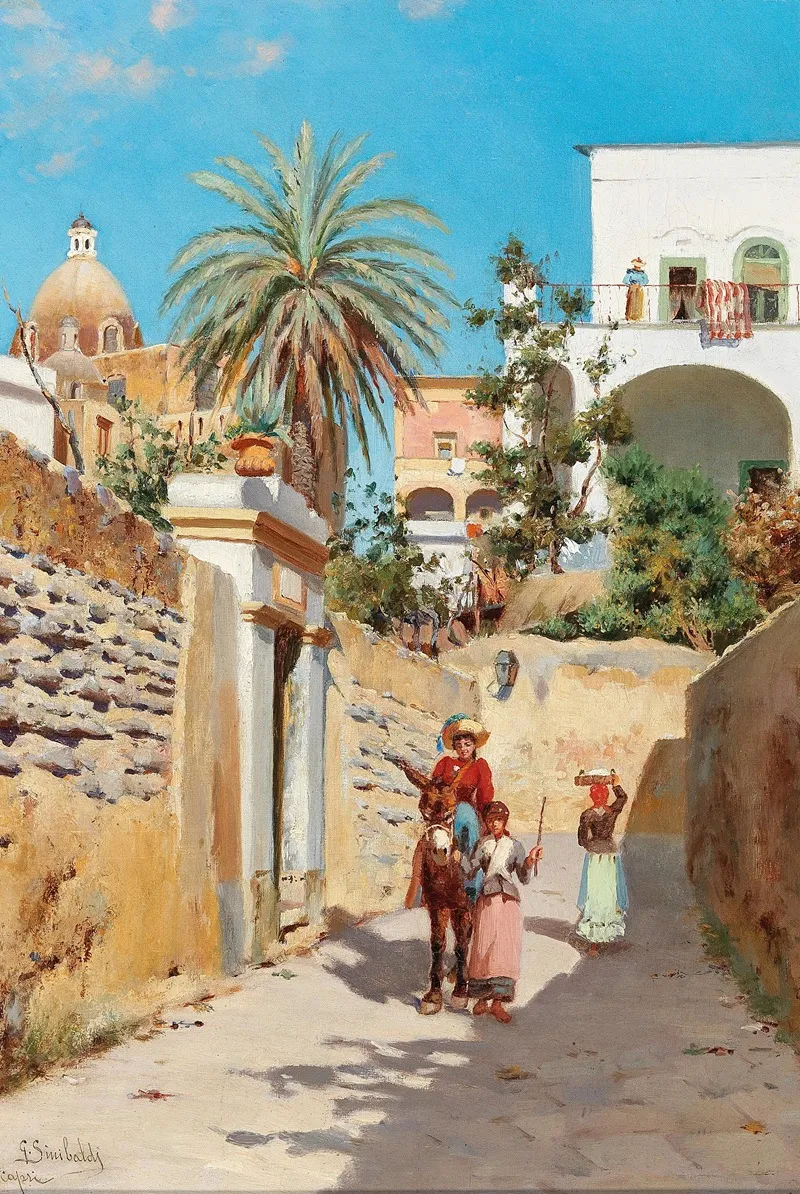 A Summer Alley In Capri Wall Art by Goffredo Sinibaldi-Paolucci - High-Resolution Digital Print