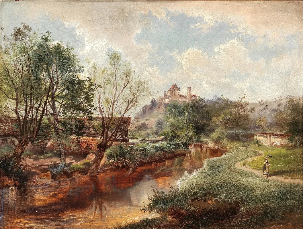 A Summer Day By The River Wall Art by Jozsef von Molnar - High-Resolution Digital Print