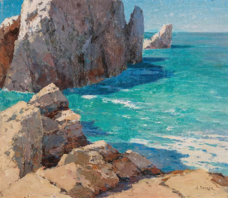A Summer Day On A Rocky Coast Wall Art by Alexei Vasilievich Hanzen - High-Resolution Digital Print
