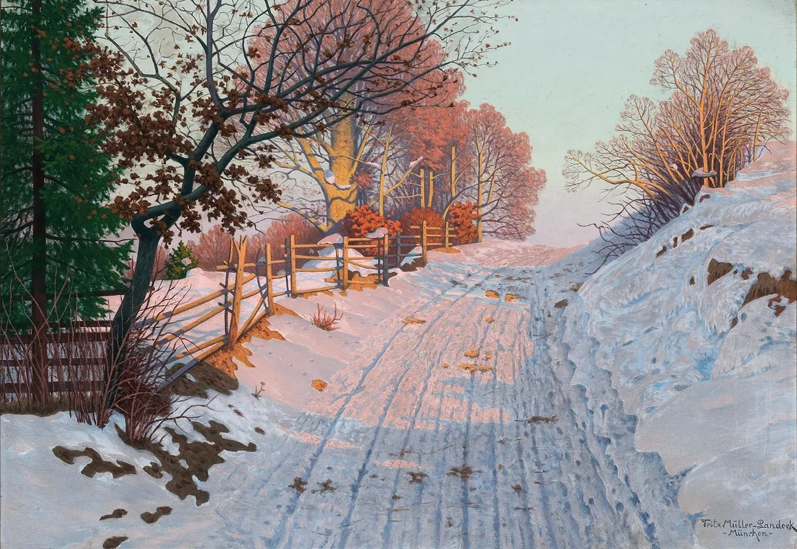 A Sunny Day In Winter Wall Art by Fritz Müller-Landeck - High-Resolution Digital Print